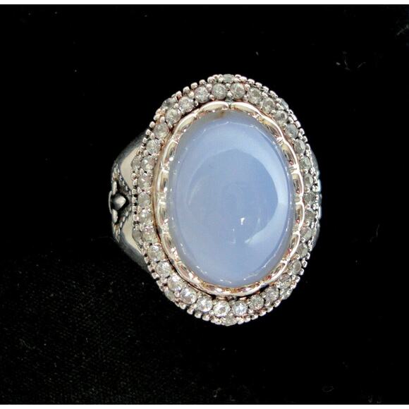 NEW Scott Kay BLUE CHALCEDONY & WHITE SAPPHIRE Sterling Silver RING Sz 6 w/ Tags - Picture 3 of 7